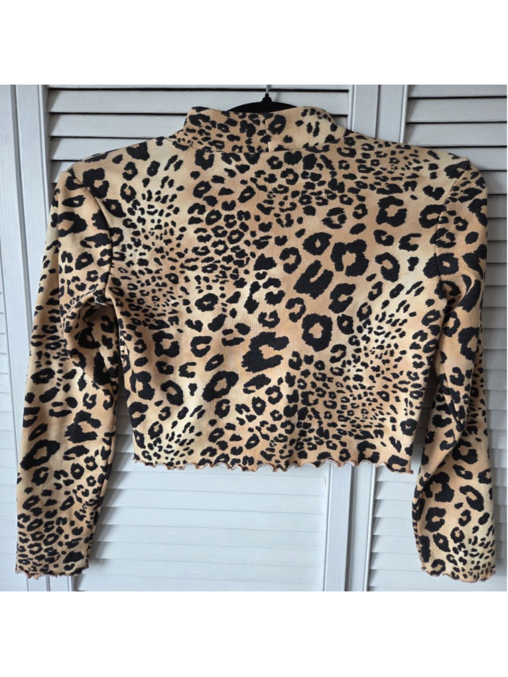 Women's FOREVER 21 Long Sleeve Large Beige Black Leopard Print - Picture 6 of 9